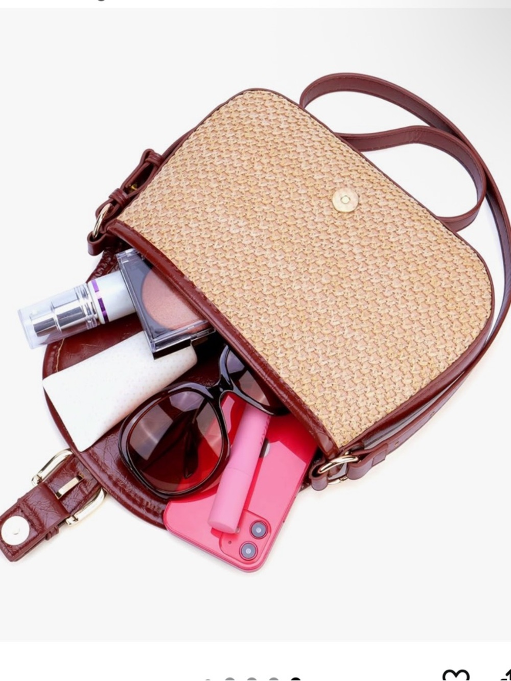 Woven Straw tote crossbody shoulder bag - Picture 9 of 9